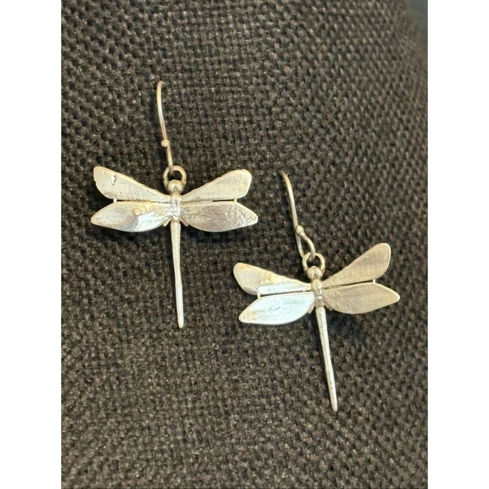 Sterling Silver Dragonfly Earrings, Handmade, NEW, 1.75”